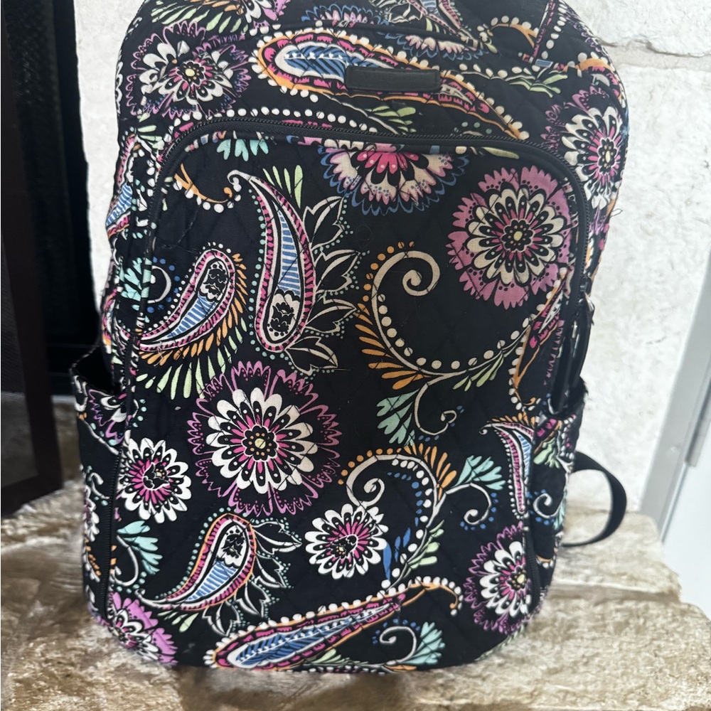 Vera Bradley Black Floral Paisley Kids Backpack